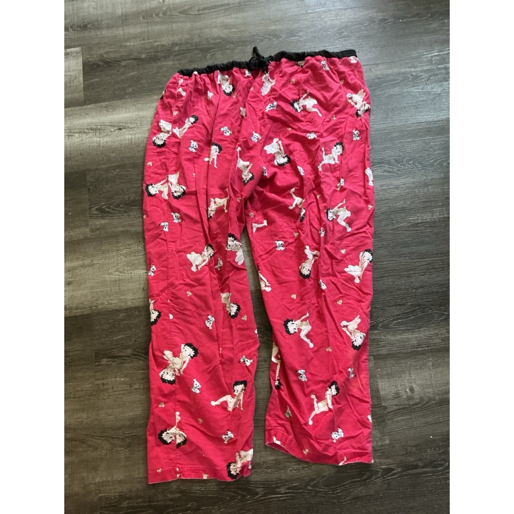 2003 Betty Boop 2XL pajama Pants Drawstring Red & Black Bottoms